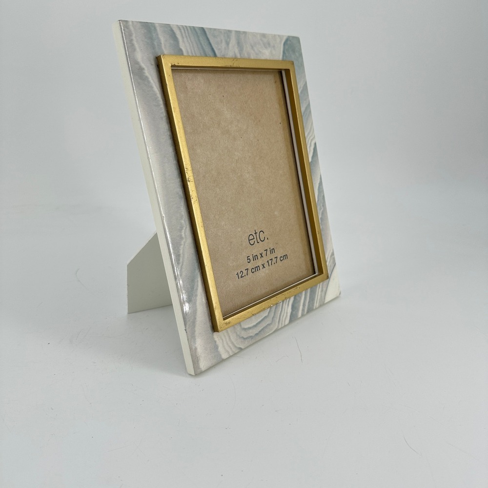 Studio Decor 5x7 Blue Marbled Picture Frame with Gold Trim Tabletop Display